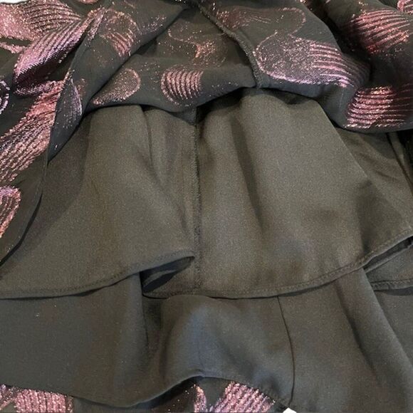 Rebecca Taylor Silk Sleeveless Ribbon Lurex Jacquard Dress Black Pink Size 6/8 - Picture 9 of 14